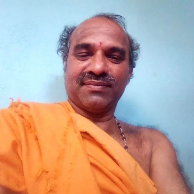 Pooja samagri and kalasha arranged for a puja ceremony at Shree Mahabaleshwar Temple, Gokarna