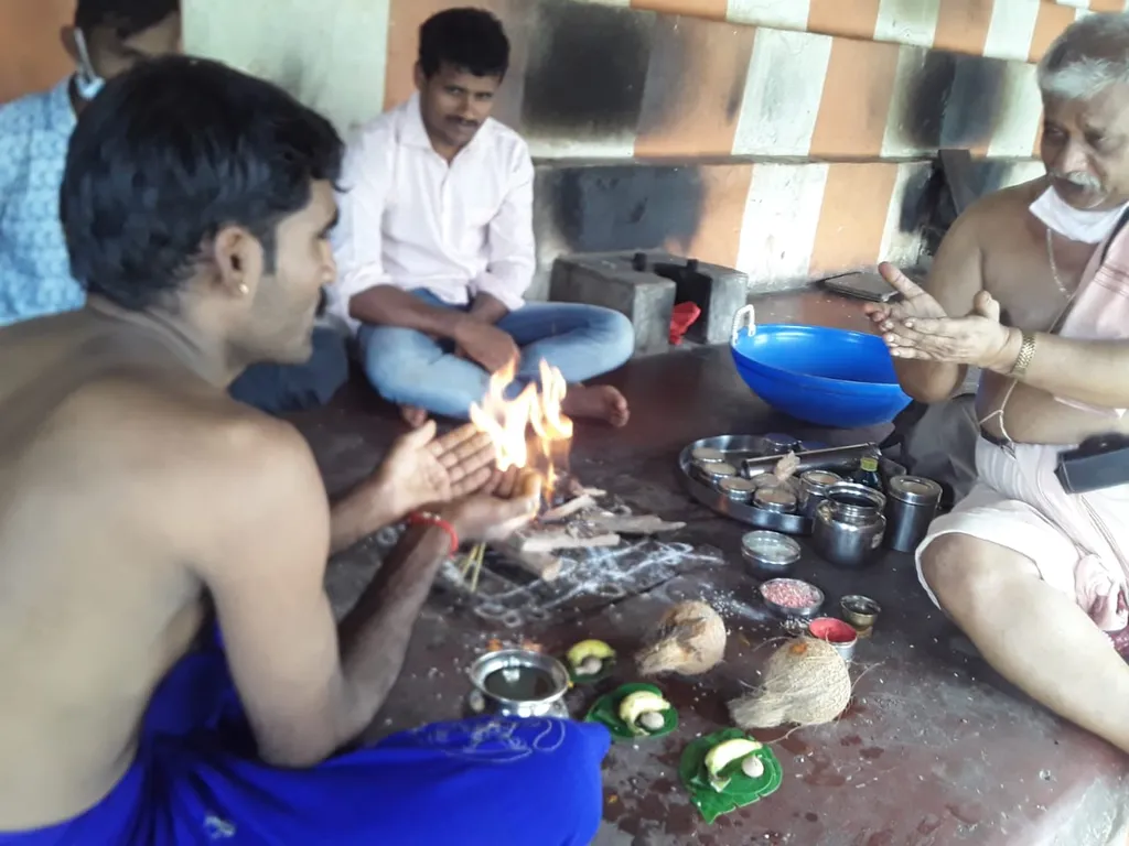 Kaal Sarp Dosh Nivaran Pooja (kalsarp puja) being performed by priests at Gokarna